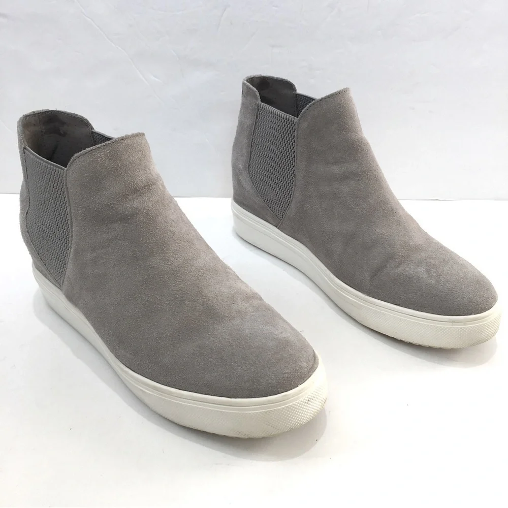 Steve Madden Sultan Gray Suede Leather slip on Chelsea platform Wedge Sneakers
